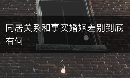 同居关系和事实婚姻差别到底有何