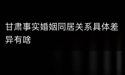 甘肃事实婚姻同居关系具体差异有啥