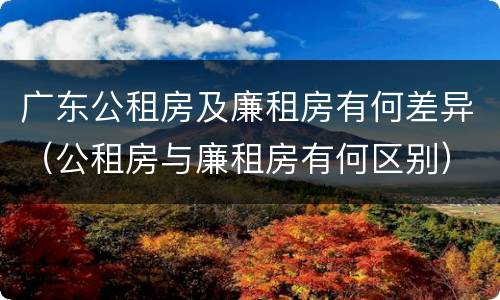 广东公租房及廉租房有何差异（公租房与廉租房有何区别）