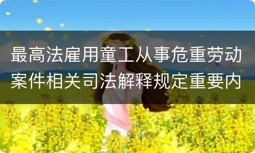 最高法雇用童工从事危重劳动案件相关司法解释规定重要内容有哪些