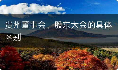 贵州董事会、股东大会的具体区别