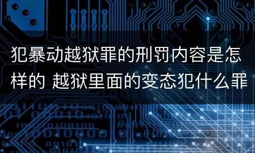 犯暴动越狱罪的刑罚内容是怎样的 越狱里面的变态犯什么罪