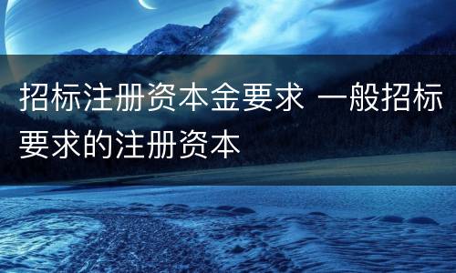 招标注册资本金要求 一般招标要求的注册资本