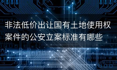 非法低价出让国有土地使用权案件的公安立案标准有哪些