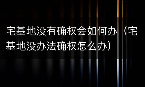 宅基地没有确权会如何办（宅基地没办法确权怎么办）
