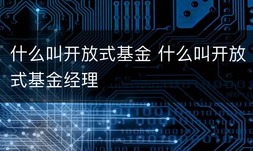 什么叫开放式基金 什么叫开放式基金经理