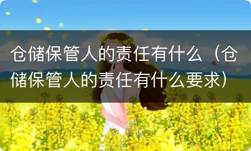 仓储保管人的责任有什么（仓储保管人的责任有什么要求）
