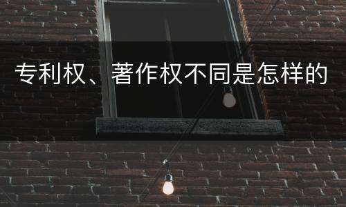 专利权、著作权不同是怎样的