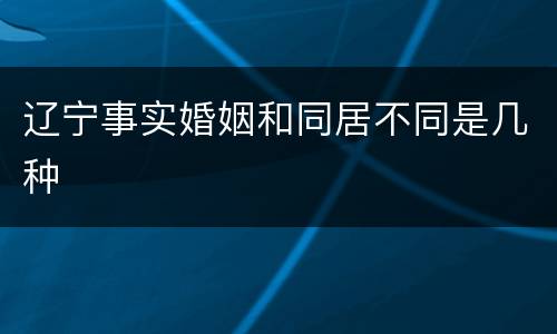 辽宁事实婚姻和同居不同是几种