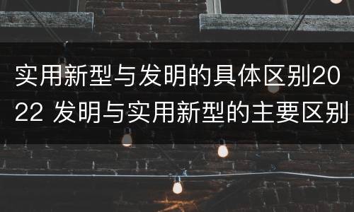 实用新型与发明的具体区别2022 发明与实用新型的主要区别