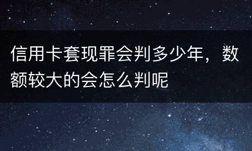 信用卡套现罪会判多少年，数额较大的会怎么判呢
