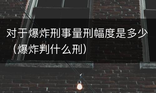 对于爆炸刑事量刑幅度是多少（爆炸判什么刑）
