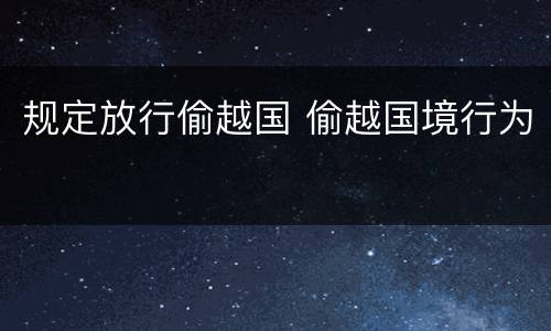 规定放行偷越国 偷越国境行为