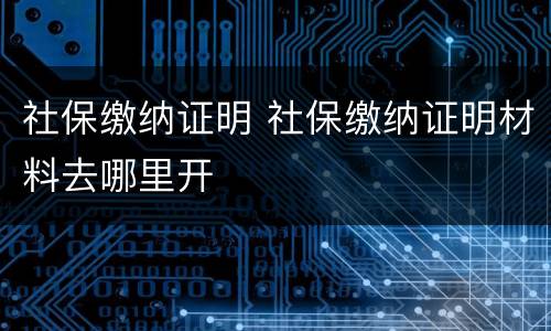 社保缴纳证明 社保缴纳证明材料去哪里开