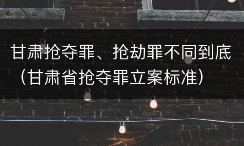 甘肃抢夺罪、抢劫罪不同到底（甘肃省抢夺罪立案标准）