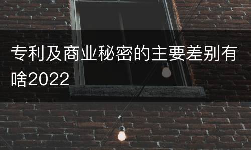 专利及商业秘密的主要差别有啥2022
