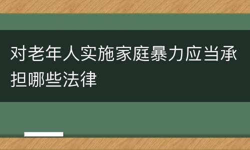 对老年人实施家庭暴力应当承担哪些法律