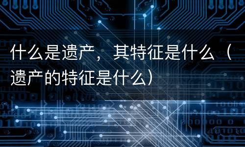 什么是遗产，其特征是什么（遗产的特征是什么）