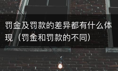 罚金及罚款的差异都有什么体现（罚金和罚款的不同）