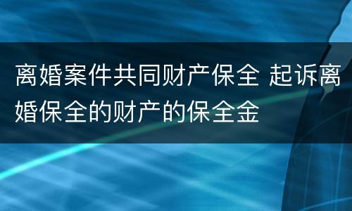 离婚案件共同财产保全 起诉离婚保全的财产的保全金