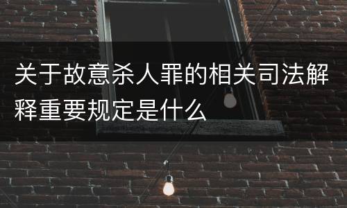 关于故意杀人罪的相关司法解释重要规定是什么