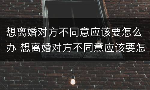 想离婚对方不同意应该要怎么办 想离婚对方不同意应该要怎么办理
