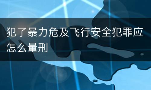 犯了暴力危及飞行安全犯罪应怎么量刑