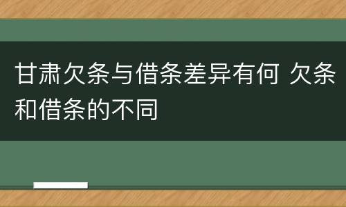 甘肃欠条与借条差异有何 欠条和借条的不同