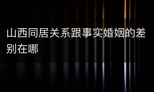 山西同居关系跟事实婚姻的差别在哪