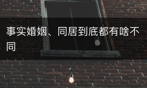 事实婚姻、同居到底都有啥不同