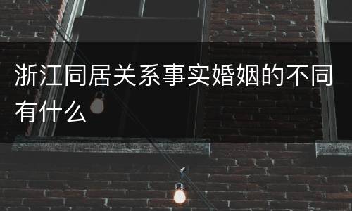 浙江同居关系事实婚姻的不同有什么