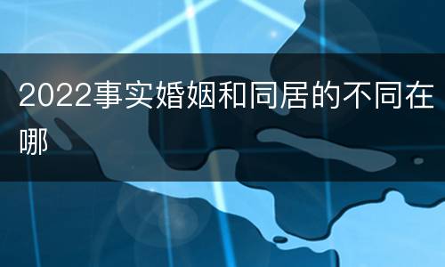 2022事实婚姻和同居的不同在哪