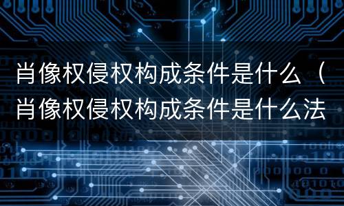 肖像权侵权构成条件是什么（肖像权侵权构成条件是什么法律）