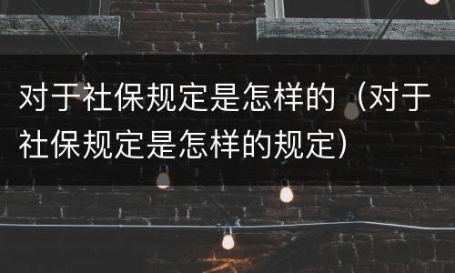 对于社保规定是怎样的（对于社保规定是怎样的规定）