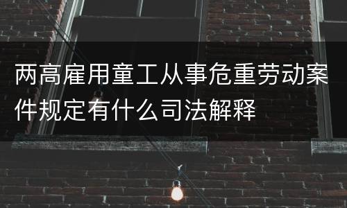 两高雇用童工从事危重劳动案件规定有什么司法解释