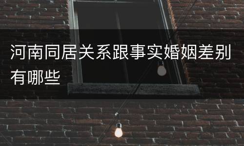 河南同居关系跟事实婚姻差别有哪些