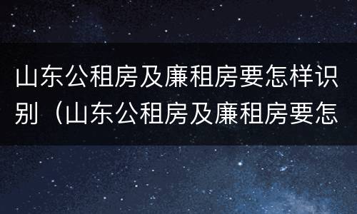 山东公租房及廉租房要怎样识别（山东公租房及廉租房要怎样识别出来）