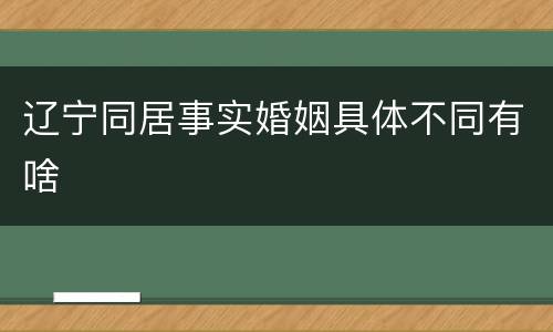 辽宁同居事实婚姻具体不同有啥