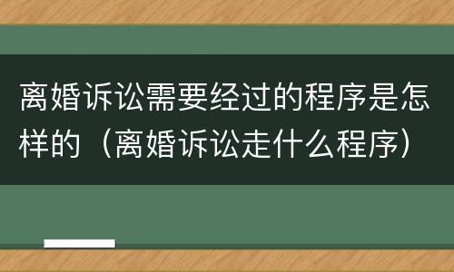 离婚诉讼需要经过的程序是怎样的（离婚诉讼走什么程序）