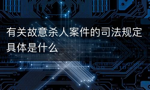 有关故意杀人案件的司法规定具体是什么