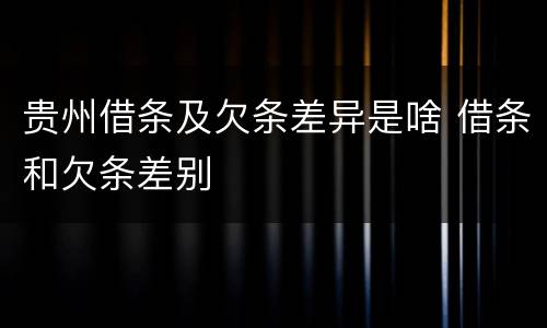 贵州借条及欠条差异是啥 借条和欠条差别