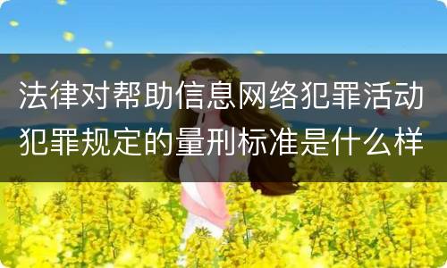 法律对帮助信息网络犯罪活动犯罪规定的量刑标准是什么样的