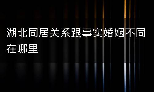 湖北同居关系跟事实婚姻不同在哪里