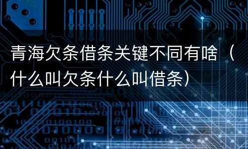青海欠条借条关键不同有啥(什么叫欠条什么叫借条)
