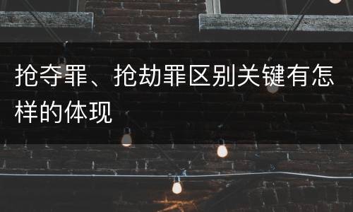 抢夺罪、抢劫罪区别关键有怎样的体现