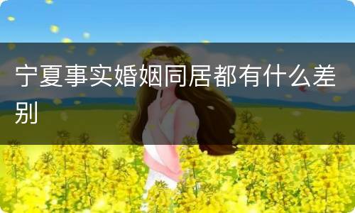 宁夏事实婚姻同居都有什么差别