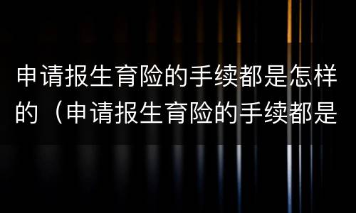 申请报生育险的手续都是怎样的（申请报生育险的手续都是怎样的呀）