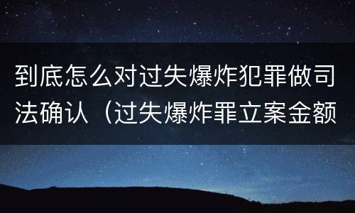 到底怎么对过失爆炸犯罪做司法确认（过失爆炸罪立案金额）