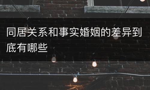 同居关系和事实婚姻的差异到底有哪些