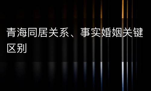 青海同居关系、事实婚姻关键区别